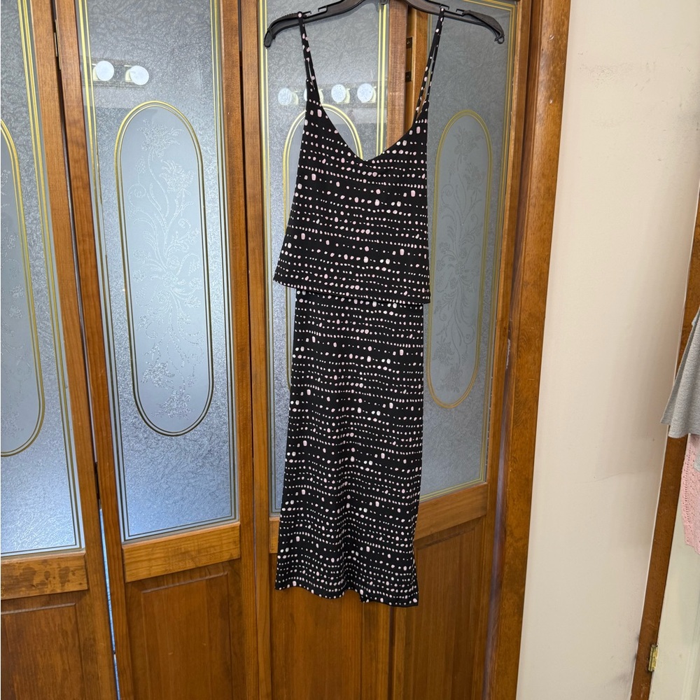 Black Spaghetti Strap Polka Dot Midi Dress by Banana Republic, BRAND NEW